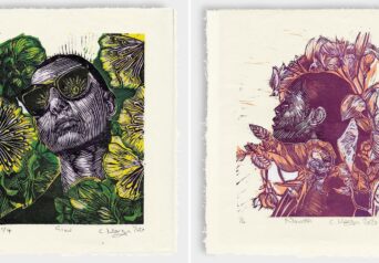 Reduction linocut prints from the recent 'bloom' series