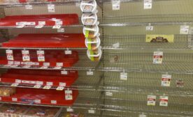 Empty shelves at a supermarket