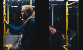Woman on a bus
